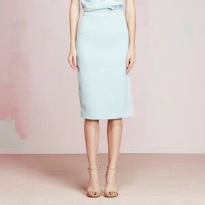 Vivian Chan “Jennifer” Pale Blue Cotton Blend Mesh Inset Pencil Skirt, Medium